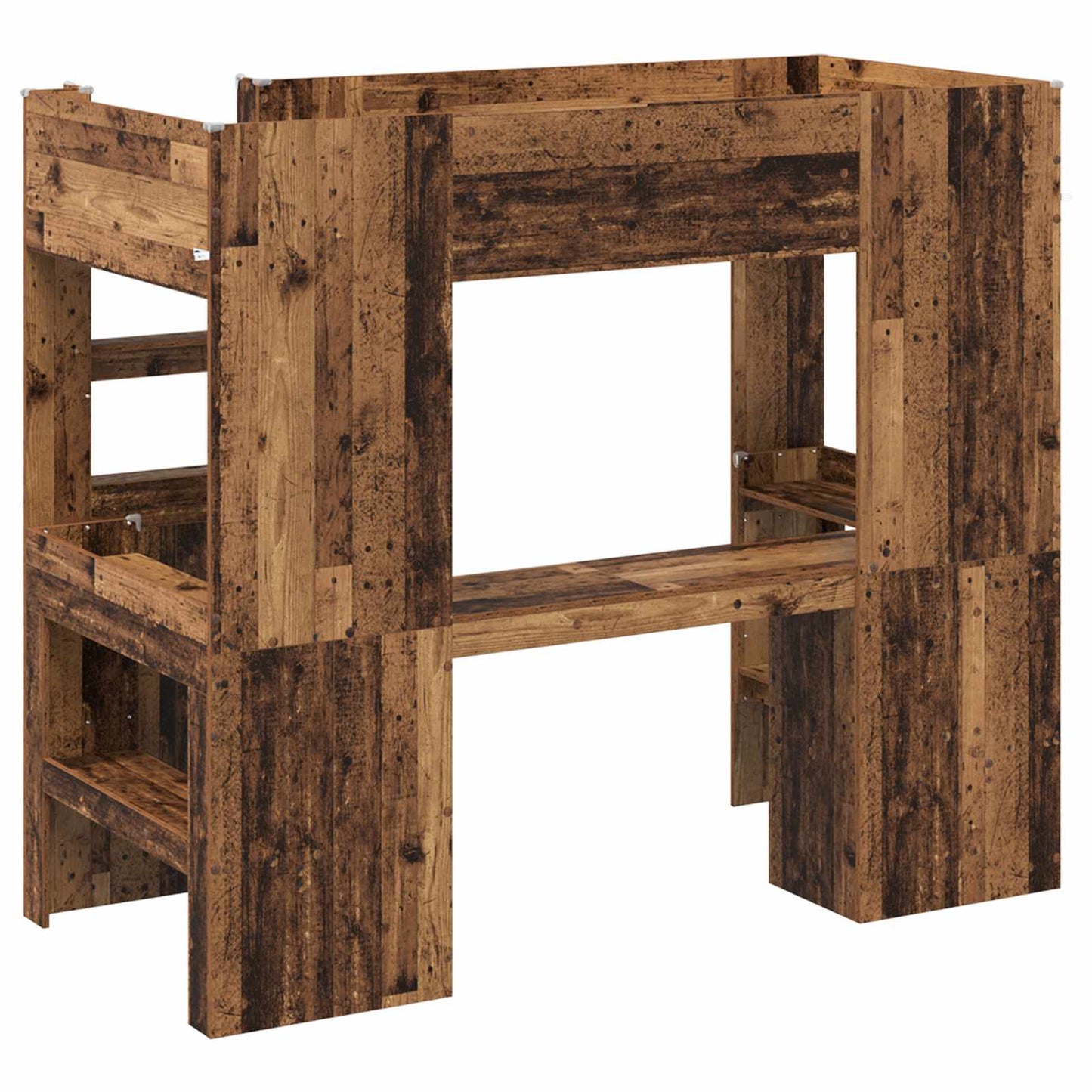 vidaXL Loft Bed Frame with Desk Old Wood 90 x 190 cm Engineered Wood