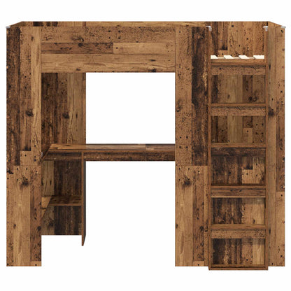 vidaXL Loft Bed Frame with Desk Old Wood 90 x 190 cm Engineered Wood