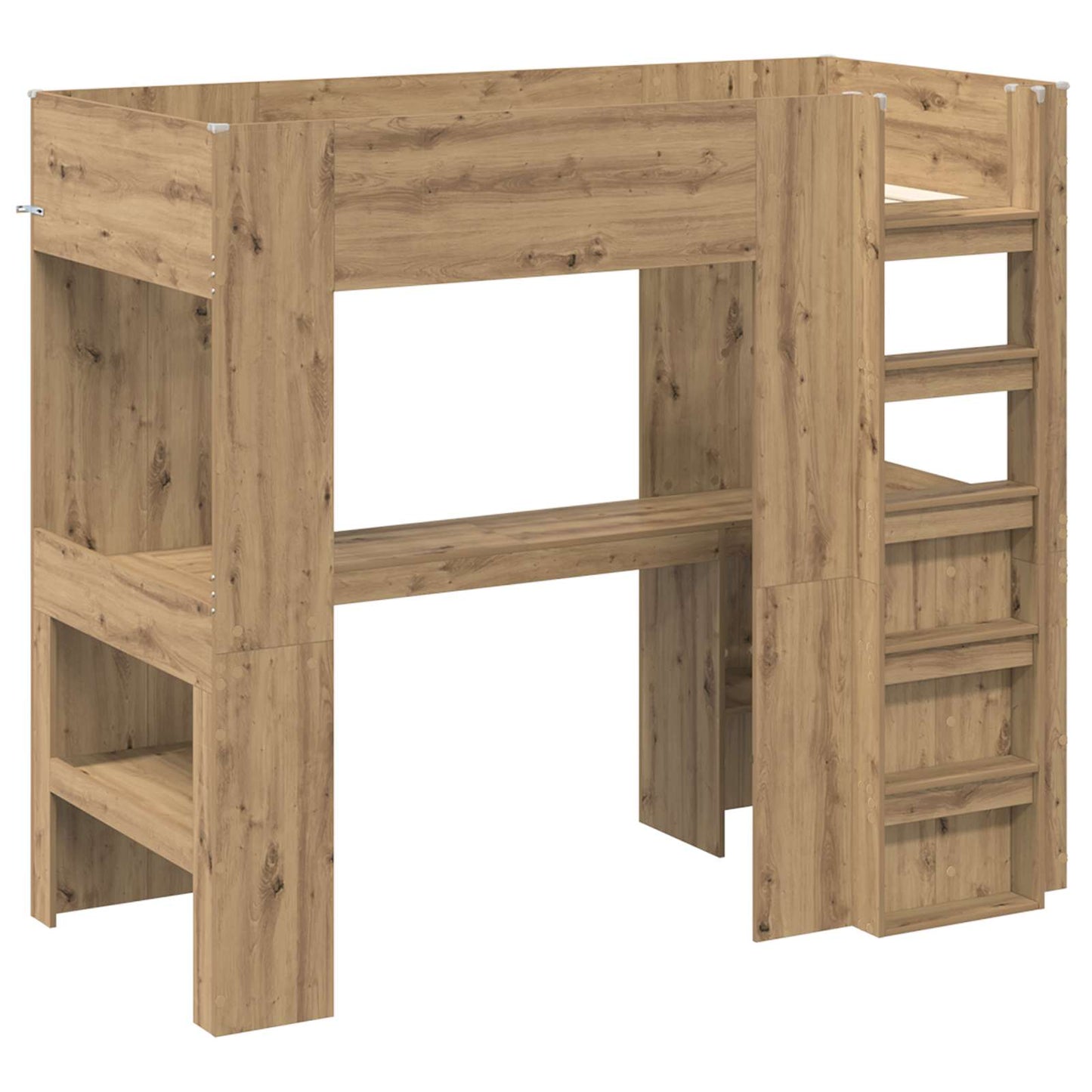 vidaXL Loft Bed Frame with Desk with Shelf Artisan Oak 90 x 190 cm