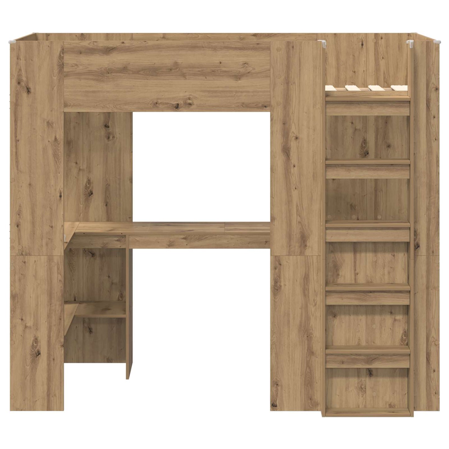 vidaXL Loft Bed Frame with Desk with Shelf Artisan Oak 90 x 190 cm