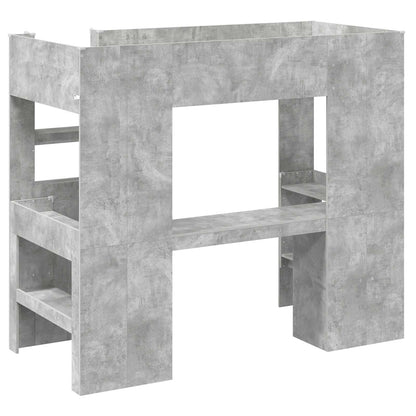 vidaXL Loft Bed Frame with Desk with Shelf Concrete Grey 80 x 200 cm