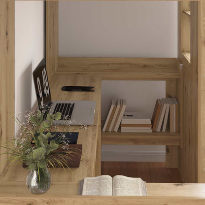 vidaXL Loft Bed Frame with Desk with Shelf Artisan Oak 80 x 200 cm