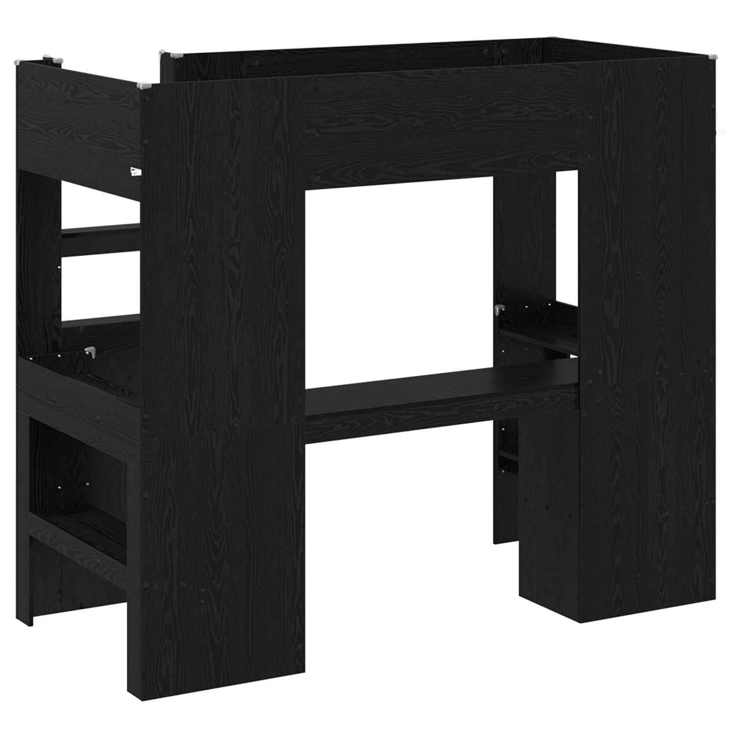 vidaXL Loft Bed Frame with Desk Black Oak 90 x 200 cm Engineered Wood