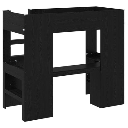 vidaXL Loft Bed Frame with Desk Black Oak 90 x 200 cm Engineered Wood