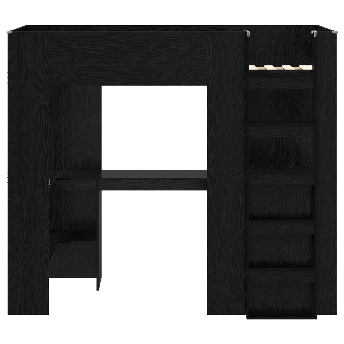 vidaXL Loft Bed Frame with Desk Black Oak 90 x 200 cm Engineered Wood