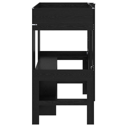 vidaXL Loft Bed Frame with Desk Black Oak 90 x 200 cm Engineered Wood