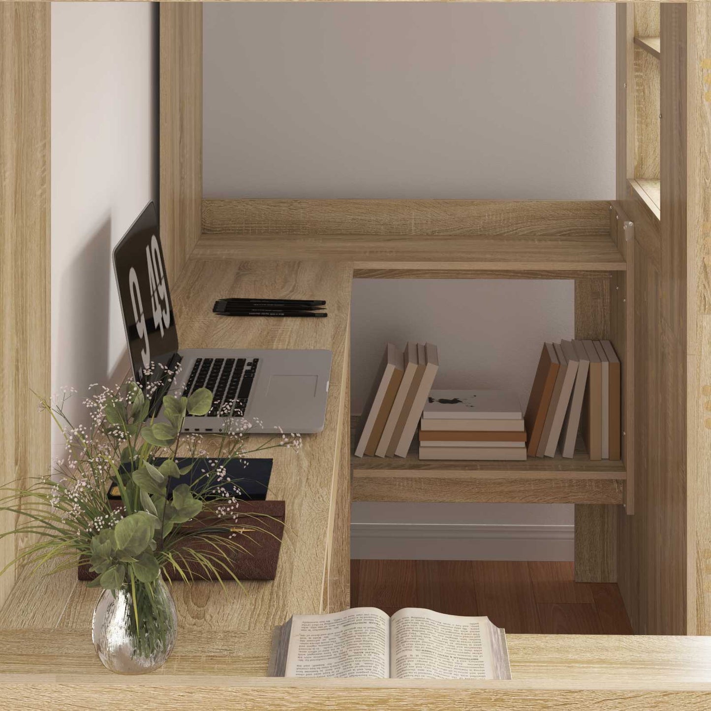 vidaXL Loft Bed Frame with Desk Sonoma Oak 90 x 200 cm Engineered Wood
