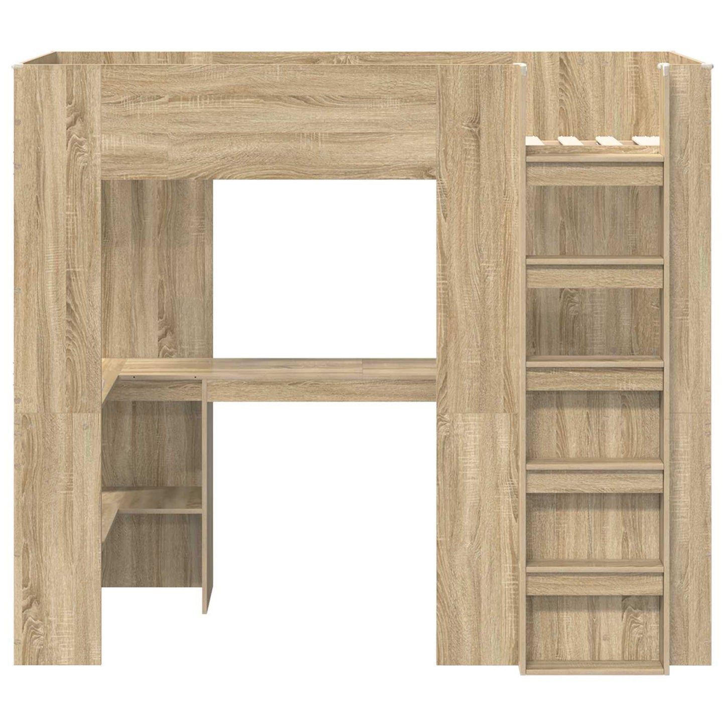 vidaXL Loft Bed Frame with Desk Sonoma Oak 90 x 200 cm Engineered Wood