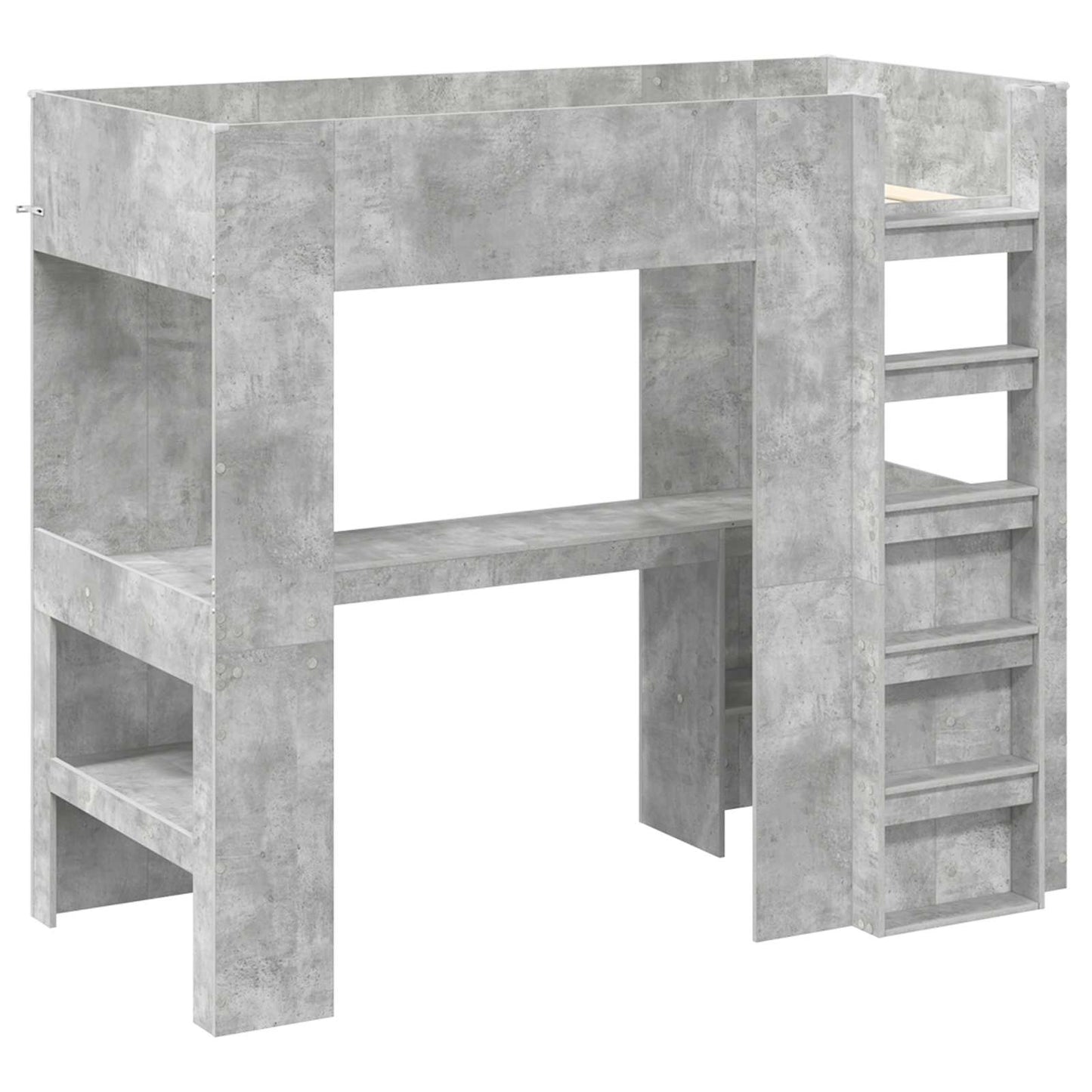 vidaXL Loft Bed Frame with Desk with Shelf Concrete Grey 90 x 200 cm