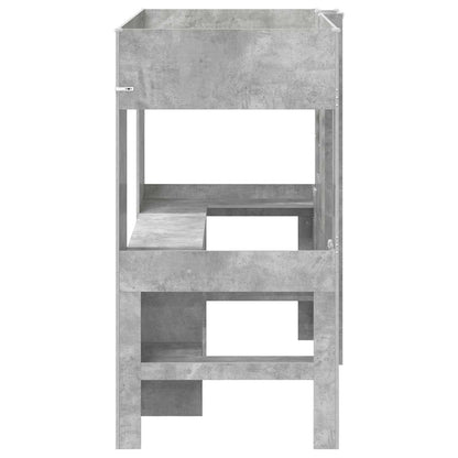 vidaXL Loft Bed Frame with Desk with Shelf Concrete Grey 90 x 200 cm