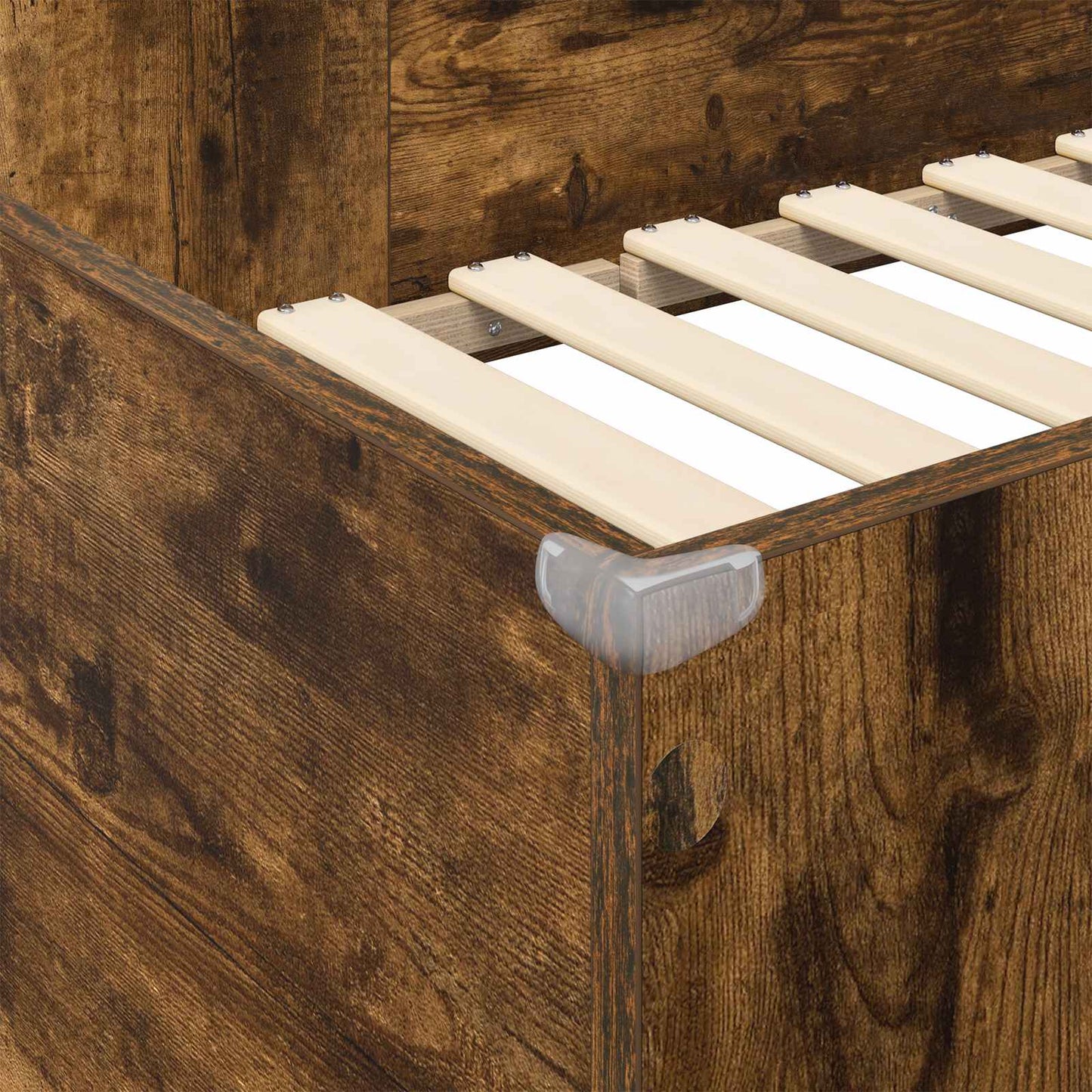 vidaXL Loft Bed Frame with Desk Smoked Oak 80 x 200 cm Engineered Wood