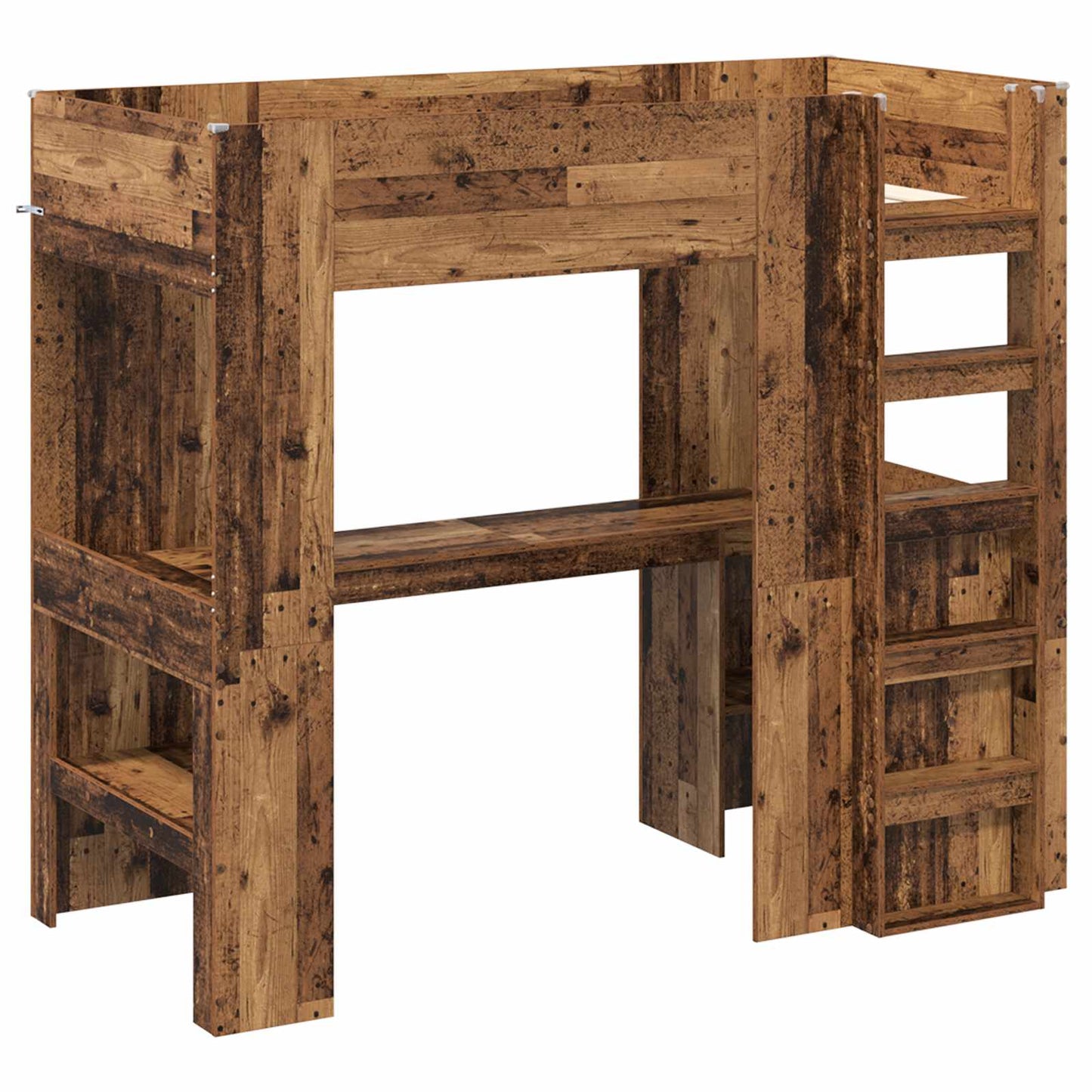 vidaXL Loft Bed Frame with Desk Old Wood 90 x 200 cm Engineered Wood