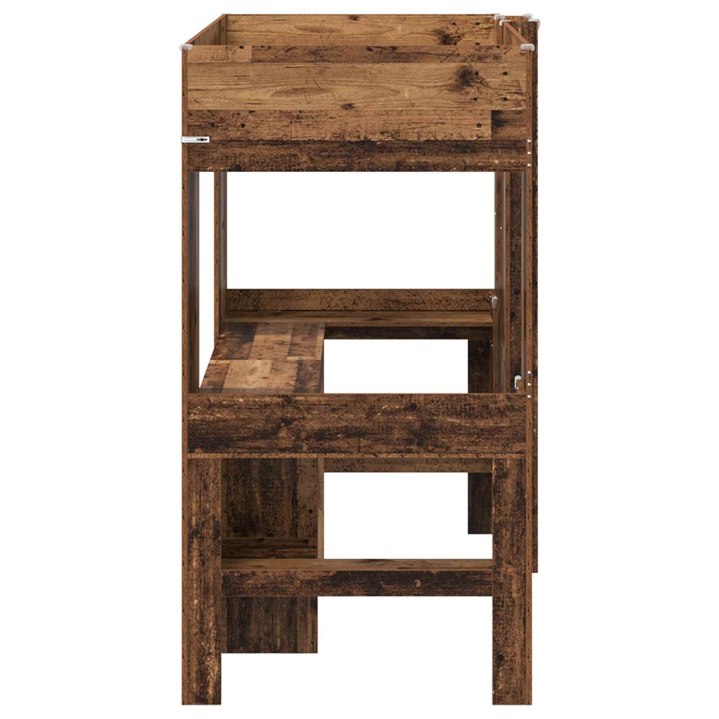 vidaXL Loft Bed Frame with Desk Old Wood 90 x 200 cm Engineered Wood
