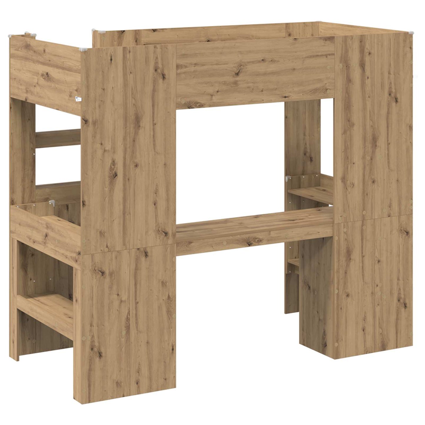 vidaXL Loft Bed Frame with Desk with Shelf Artisan Oak 90 x 200 cm