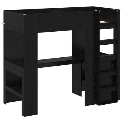 vidaXL Loft Bed Frame with Desk Black Oak 100 x 200 cm Engineered Wood