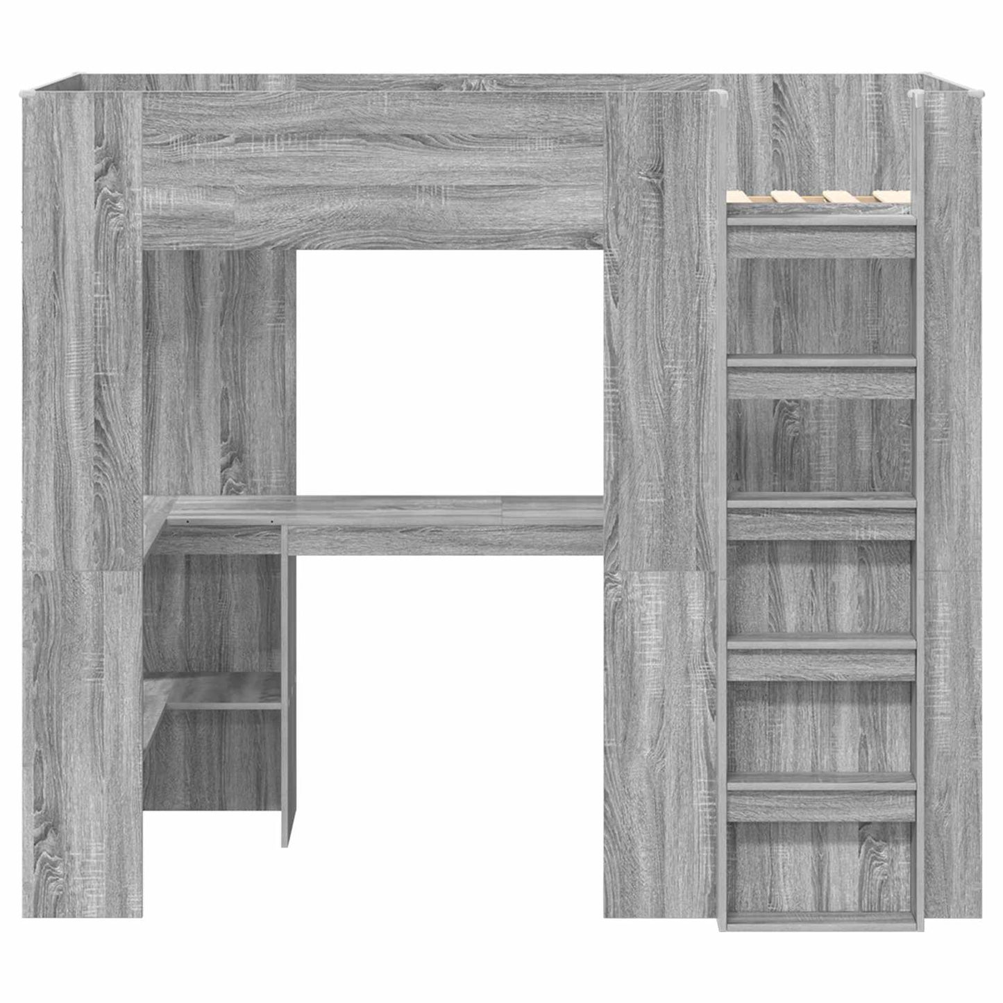 vidaXL Loft Bed Frame with Desk with Shelf Grey Sonoma 100 x 200 cm