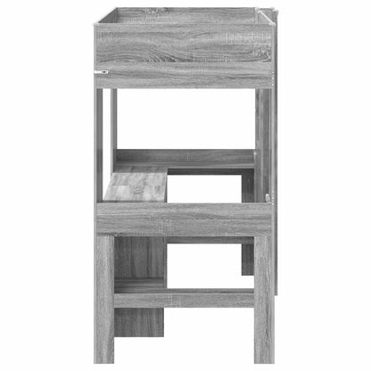 vidaXL Loft Bed Frame with Desk with Shelf Grey Sonoma 100 x 200 cm