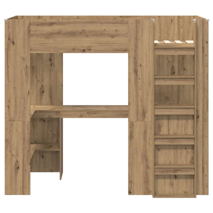 vidaXL Loft Bed Frame with Desk with Shelf Artisan Oak 100 x 200 cm