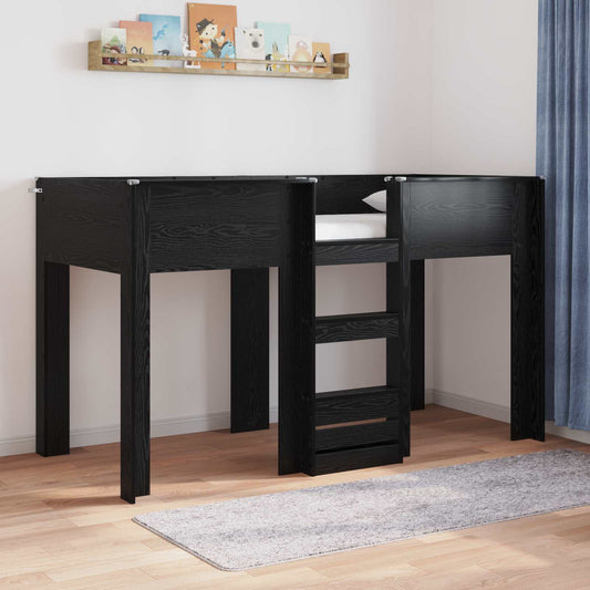 vidaXL Bunk Bed for Kids Black Oak 75 x 190 cm Engineered wood