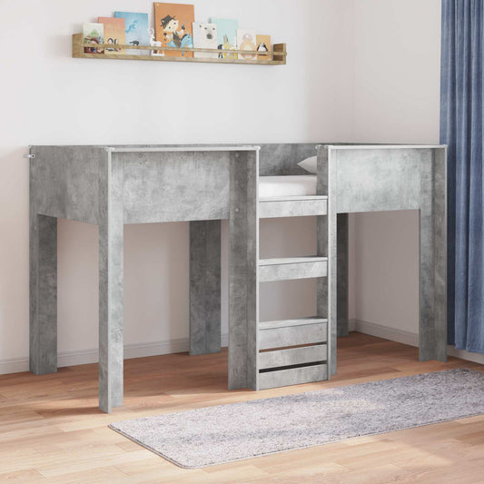 vidaXL Bunk Bed for Kids Concrete Grey 75 x 190 cm Engineered wood