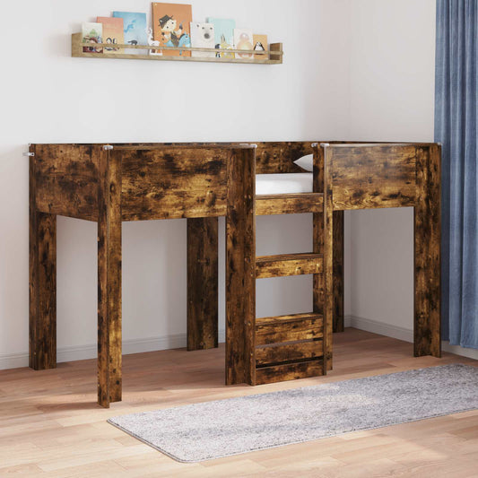 vidaXL Bunk Bed for Kids Smoked Oak 75 x 190 cm Engineered wood