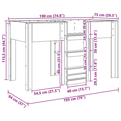 vidaXL Bunk Bed for Kids Grey Sonoma 75 x 190 cm Engineered wood