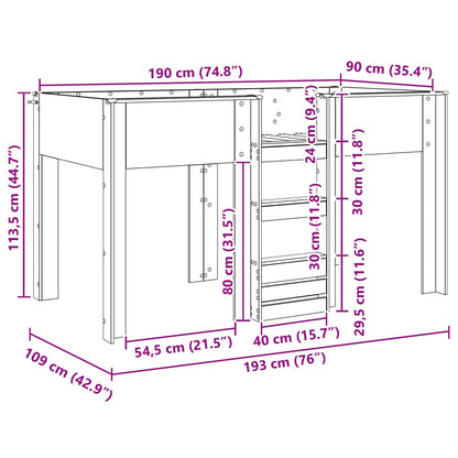 vidaXL Bunk Bed for Kids Artisan Oak 90 x 190 cm Engineered wood