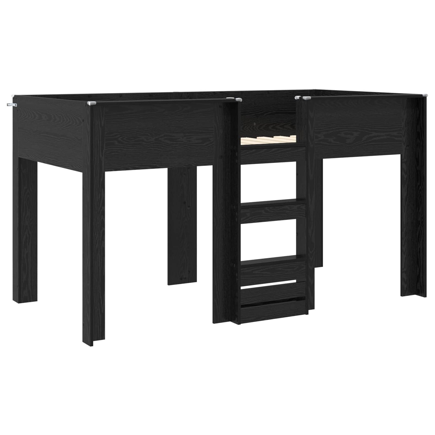 vidaXL Bunk Bed for Kids Black Oak 80 x 200 cm Engineered wood