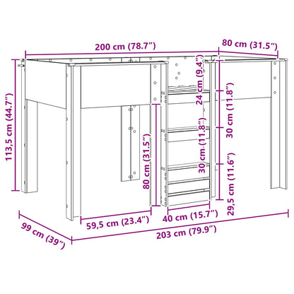 vidaXL Bunk Bed for Kids Grey Sonoma 80 x 200 cm Engineered wood