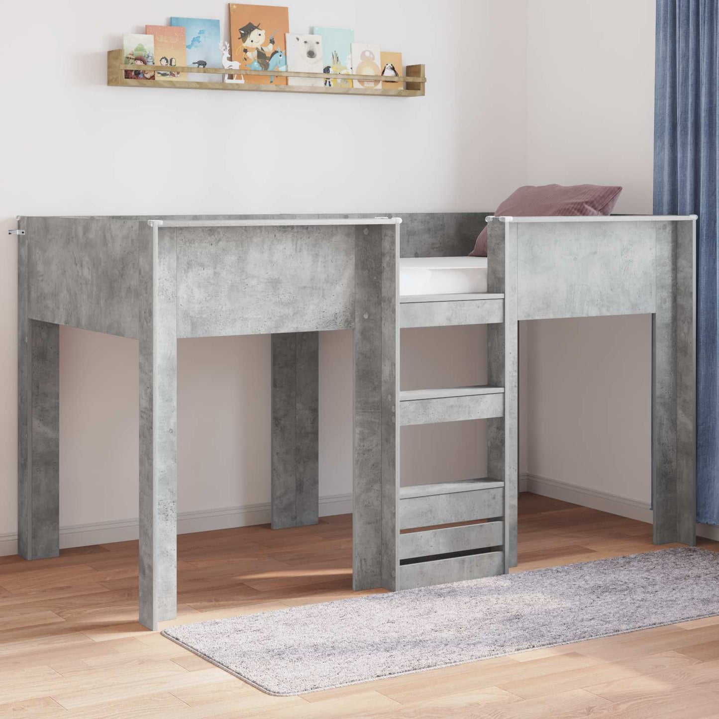 vidaXL Bunk Bed for Kids Concrete Grey 90 x 200 cm Engineered wood