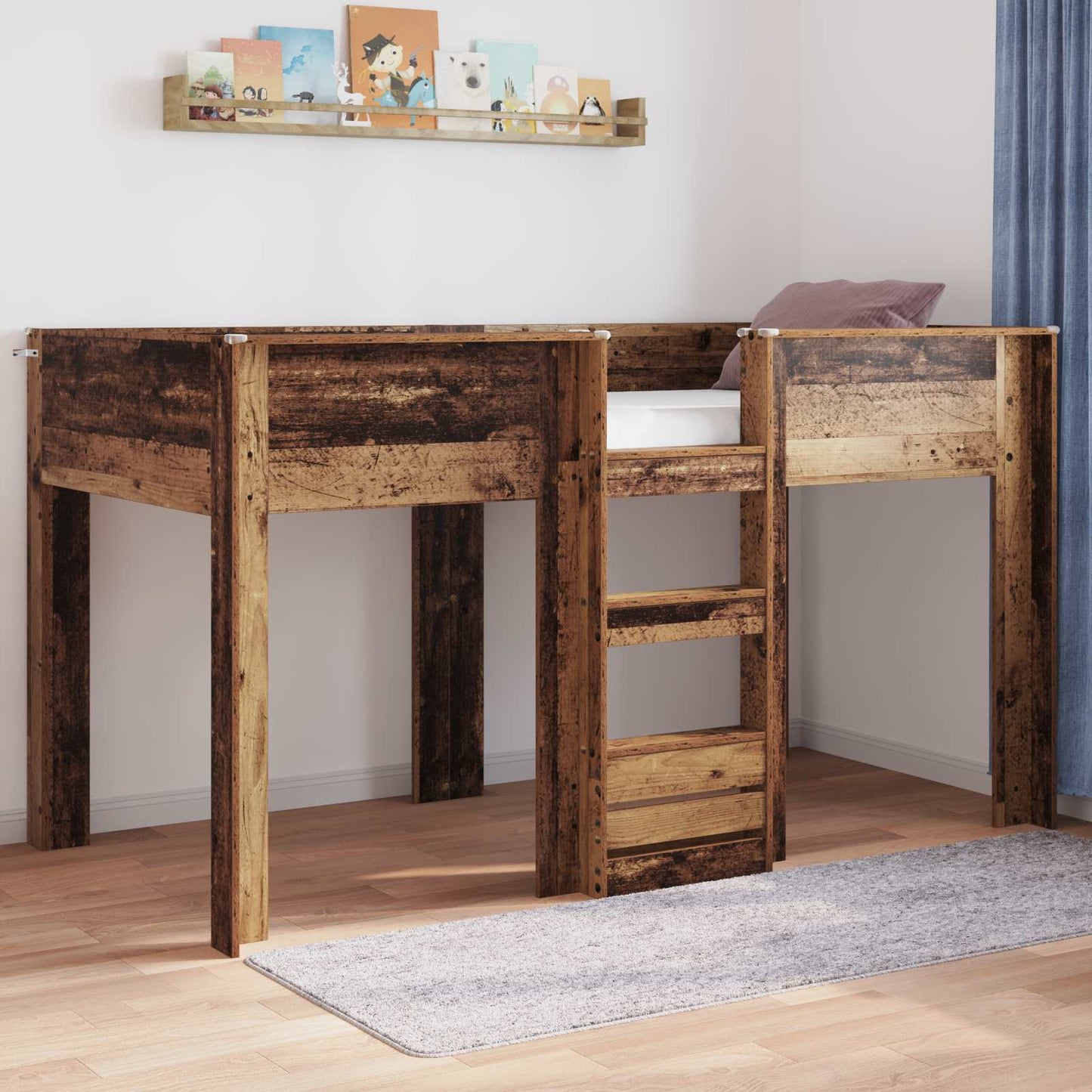 vidaXL Bunk Bed for Kids Old Wood 90 x 200 cm Engineered wood