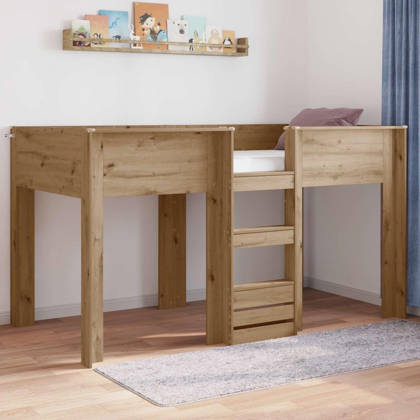 vidaXL Bunk Bed for Kids Artisan Oak 90 x 200 cm Engineered wood