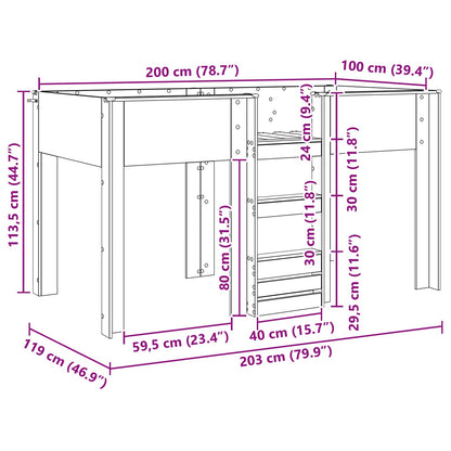 vidaXL Bunk Bed for Kids Grey Sonoma 100 x 200 cm Engineered wood