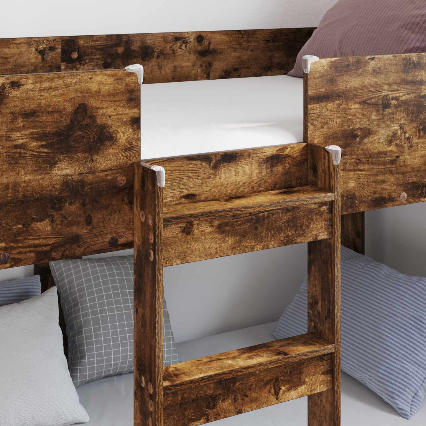 vidaXL Bunk Bed for Kids Smoked Oak 100 x 200 cm Engineered Wood