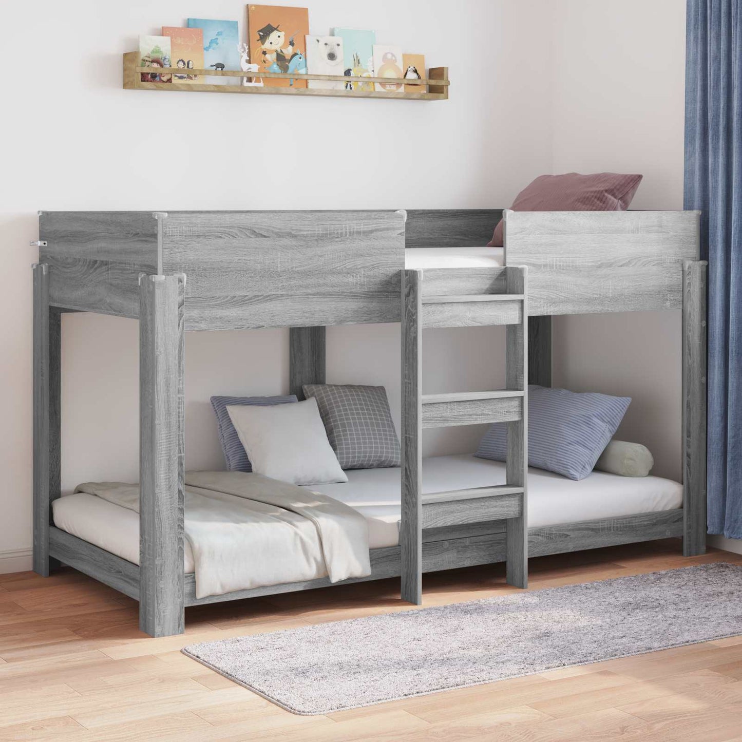 vidaXL Bunk Bed for Kids Grey Sonoma 100 x 200 cm Engineered Wood