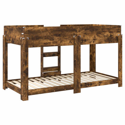 vidaXL Bunk Bed for Kids Smoked Oak 90 x 200 cm Engineered Wood