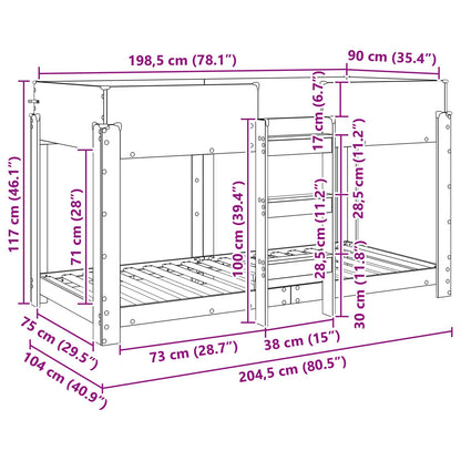 vidaXL Bunk Bed for Kids Grey Sonoma 90 x 200 cm Engineered Wood