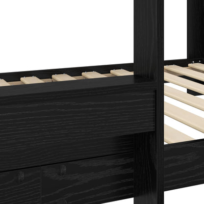 vidaXL Bunk Bed for Kids Black Oak 80 x 200 cm Engineered Wood