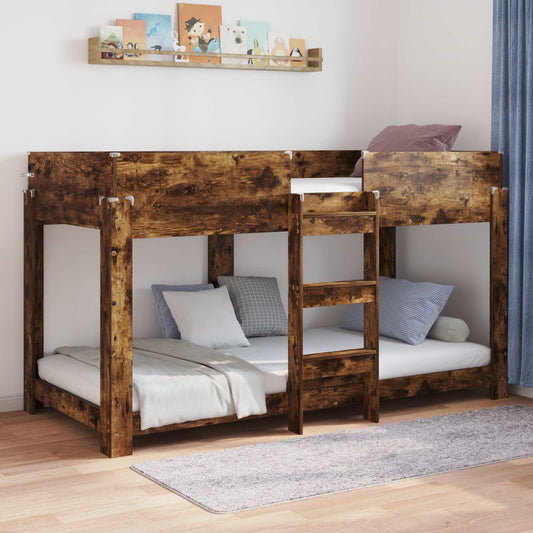 vidaXL Bunk Bed for Kids Smoked Oak 80 x 200 cm Engineered Wood