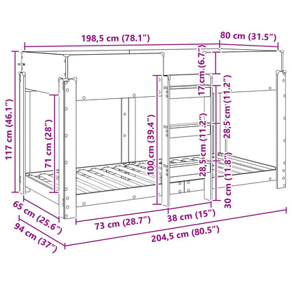 vidaXL Bunk Bed for Kids Grey Sonoma 80 x 200 cm Engineered Wood