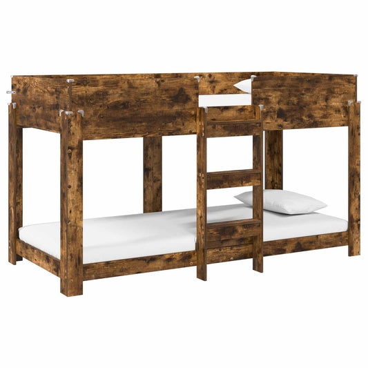 vidaXL Bunk Bed for Kids Smoked Oak 90 x 190 cm Engineered Wood