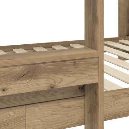vidaXL Bunk Bed for Kids Artisan Oak 100 x 190 cm Engineered Wood