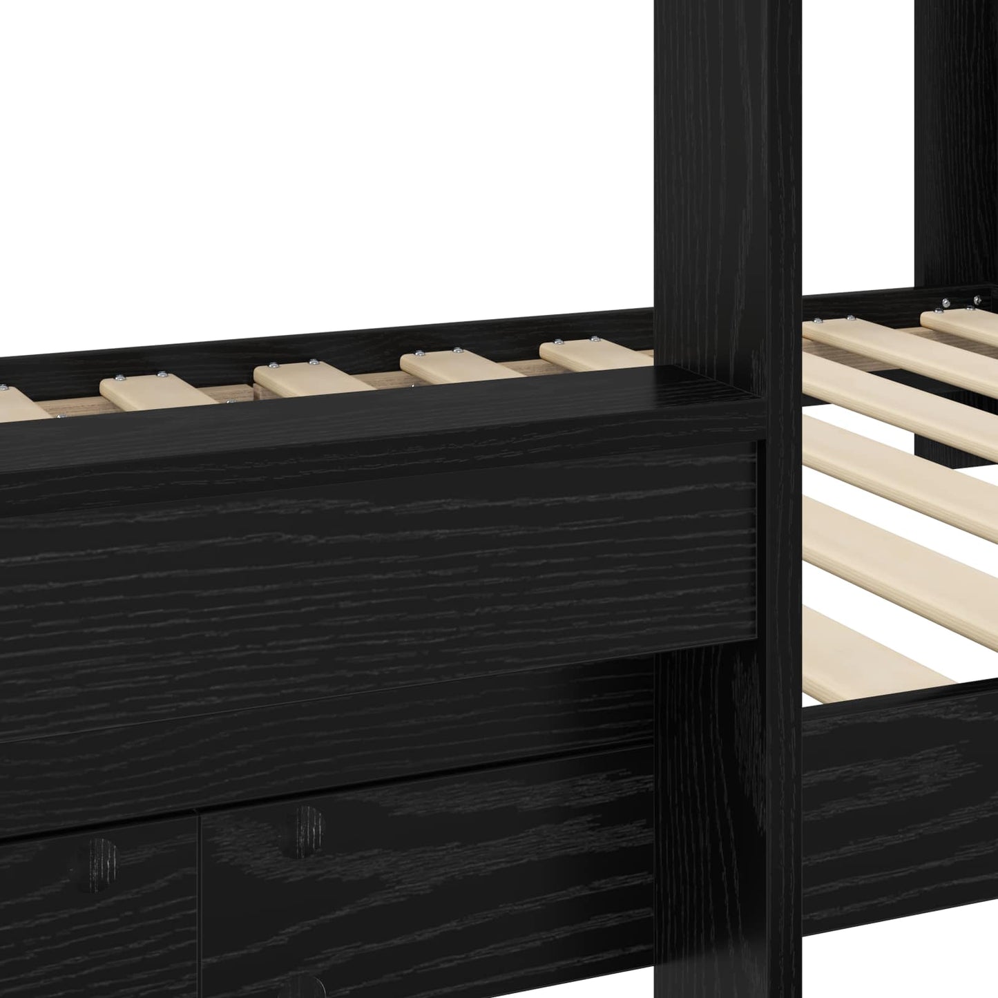vidaXL Bunk Bed for Kids Black Oak 75 x 190 cm Engineered Wood