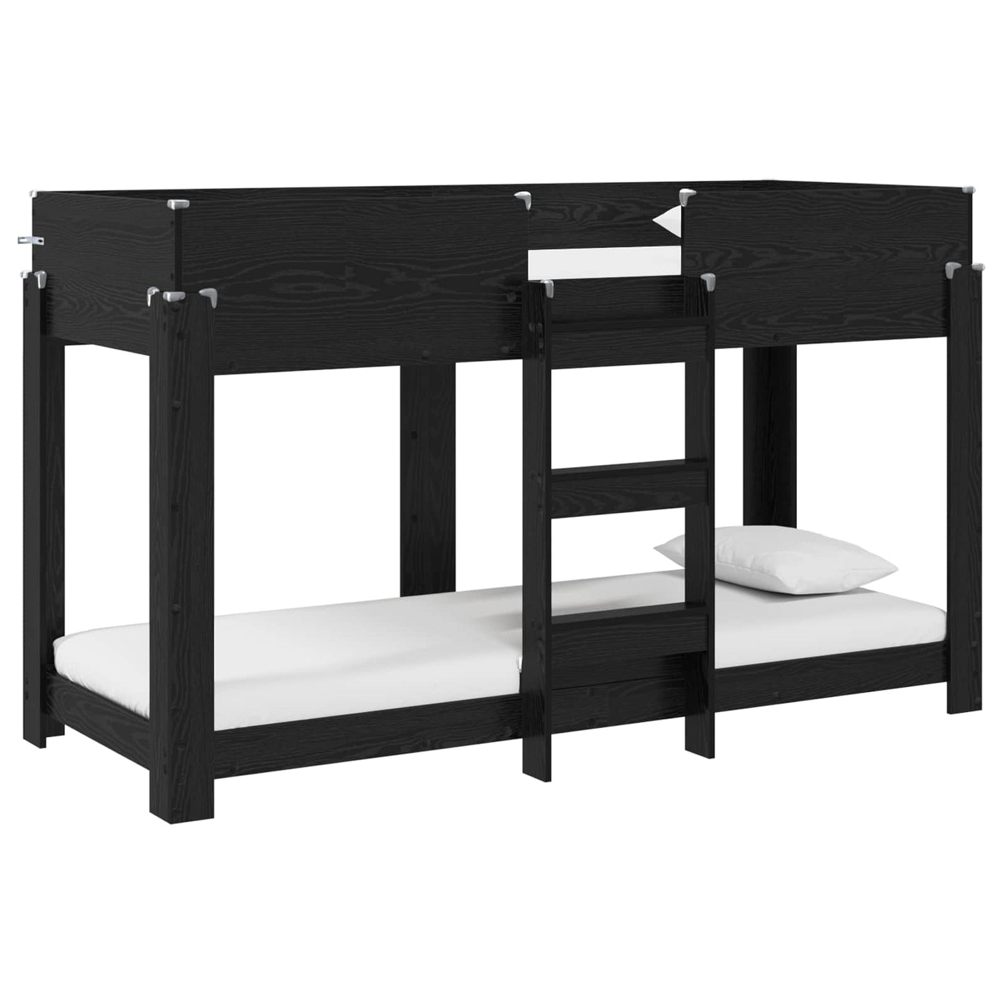 vidaXL Bunk Bed for Kids Black Oak 75 x 190 cm Engineered Wood