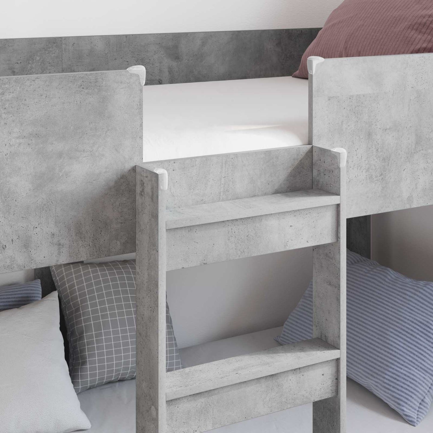 vidaXL Bunk Bed for Kids Concrete Grey 75 x 190 cm Engineered Wood