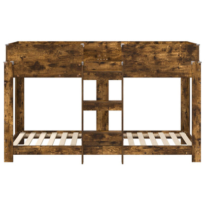 vidaXL Bunk Bed for Kids Smoked Oak 75 x 190 cm Engineered Wood