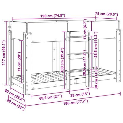 vidaXL Bunk Bed for Kids Old Wood 80 x 190 cm Engineered Wood
