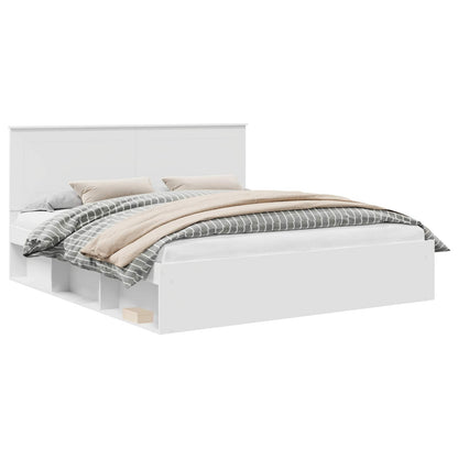 vidaXL Bed Frame with Headboard White 200 x 200 cm Solid Pine Wood