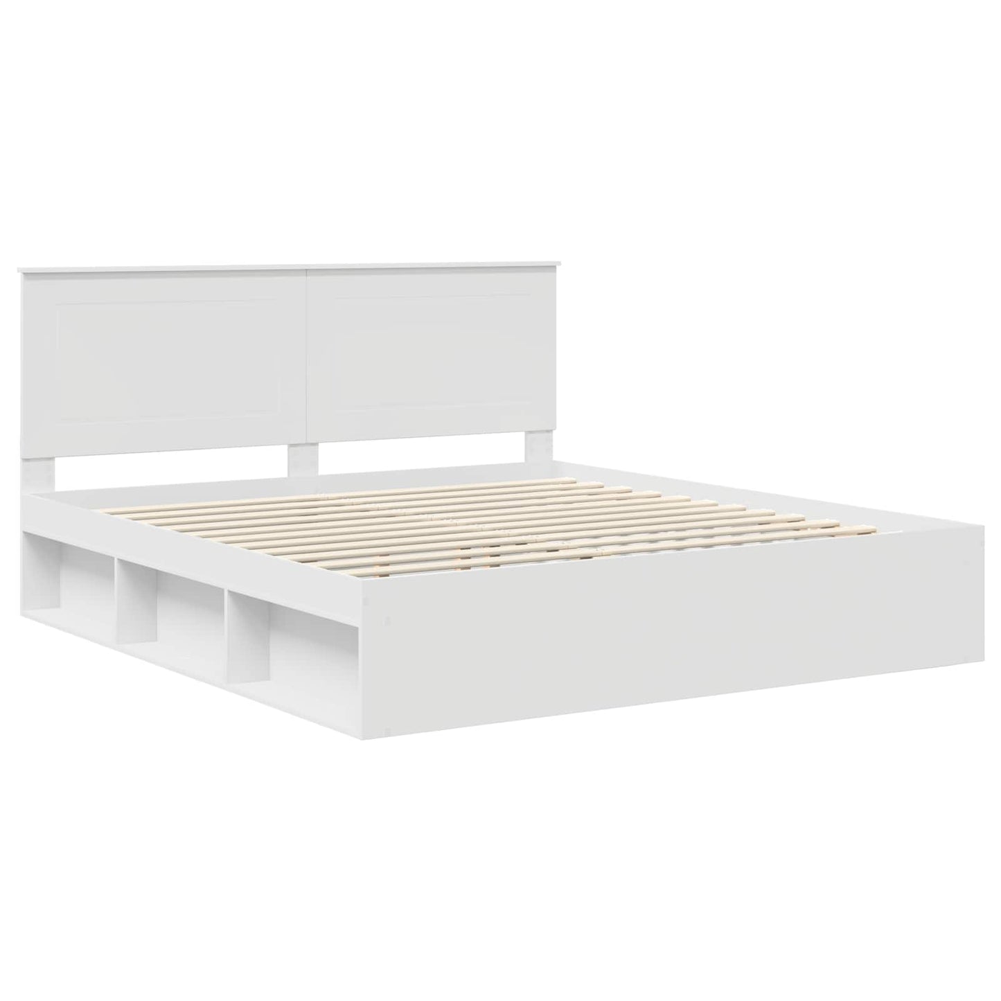 vidaXL Bed Frame with Headboard White 200 x 200 cm Solid Pine Wood