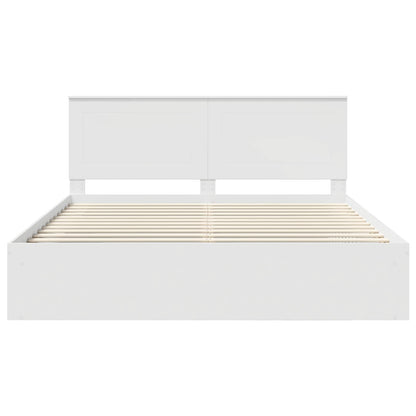 vidaXL Bed Frame with Headboard White 200 x 200 cm Solid Pine Wood